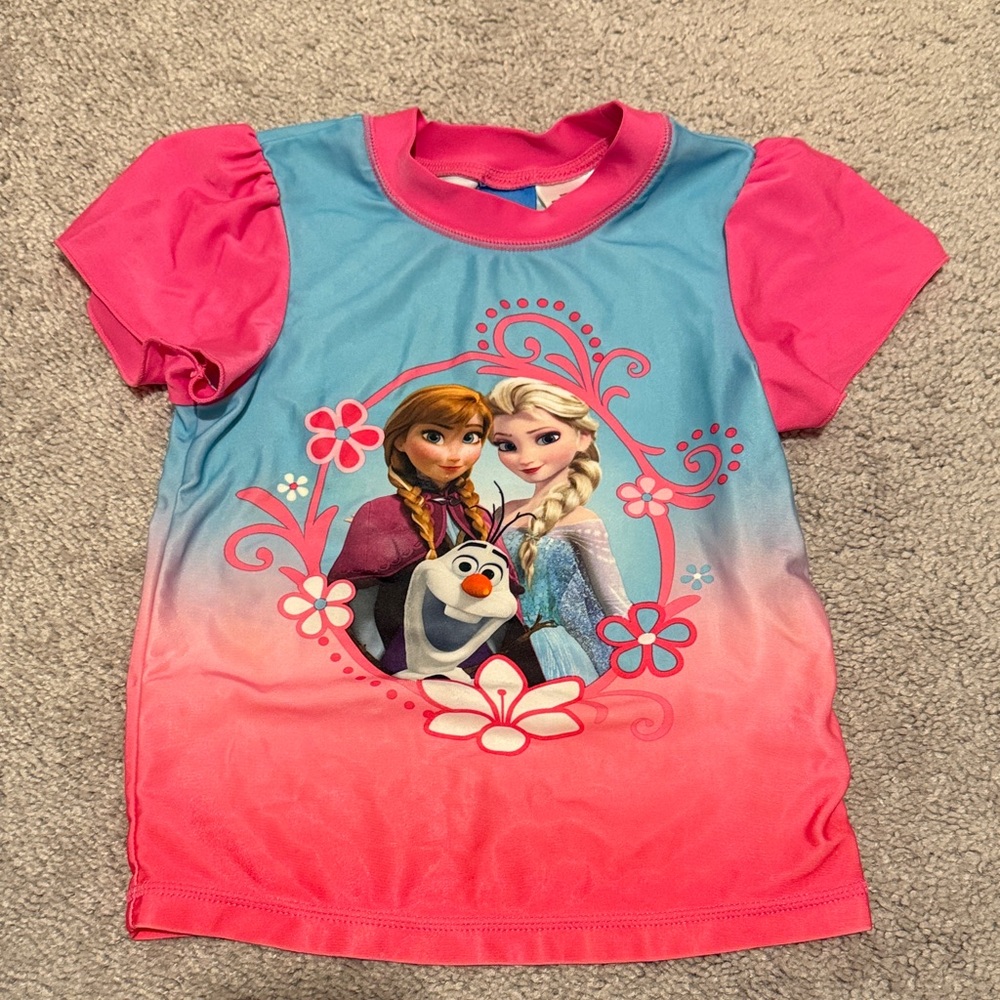 Disney Frozen Kids swim Shirt - Pink and Blue